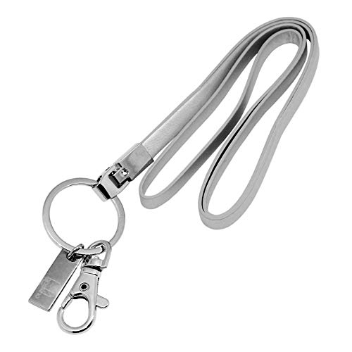 Boshiho PU Leder-Schlüsselband, mit starkem Clip und Schlüsselanhänger für Schlüssel, Ausweiskartenhalter 40,6 cm silber von boshiho