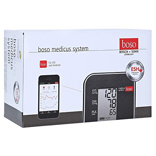 boso medicus system – Kabelloser Blutdruckmesser für die Messung am Oberarm mit Arrhythmie-Erkennung – Inkl. Universal-Zugbügelklettenmanschette (22-42cm) von boso