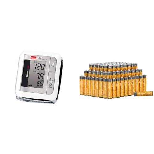 boso medistar+ – Handgelenk Blutdruckmessgerät mit Speicher für 90 Messungen & Amazon Basics AAA-Alkalibatterien, leistungsstark, 1.5 V, 100er-Pack von boso