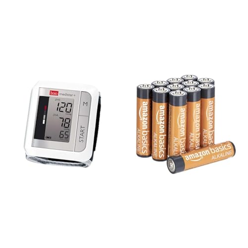 boso medistar+ – Handgelenk Blutdruckmessgerät mit Speicher für 90 Messungen & Amazon Basics Performance Batterien Alkali, AAA, 12er-Pack (Design kann von Darstellung abweichen) von boso