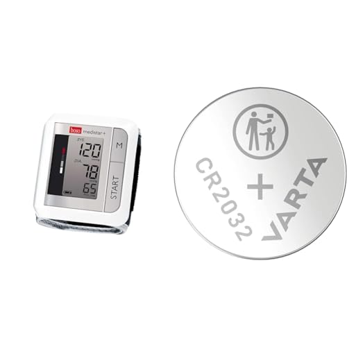 boso medistar+ – Handgelenk Blutdruckmessgerät mit Speicher für 90 Messungen & VARTA Batterien Knopfzellen CR2032 von boso