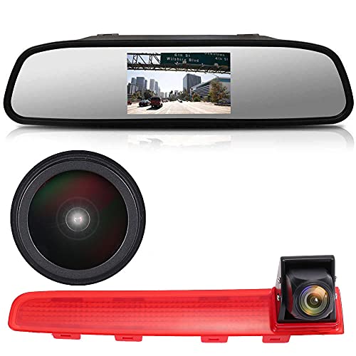HD 1280 * 720pixel Rückfahrkamera t5 t6 Auto Dritte Dachmontage Bremslicht Rückfahrkamera mit 4.3" Rückspiegel Monitor für Transporter VW T5 Multivan T6 Caravelle von bossanton