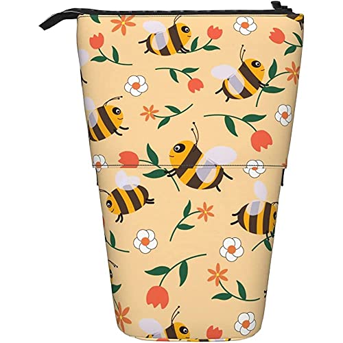 Federmäppchen Nettes Honig Bienen Muster Federtasche Mit Reißverschluss Bleistifte Tasche Grosse Kapazität Make-Up Tasche, Für Büro, Kindergarten von bozhoushimatingbaihuoyouxiangongsi