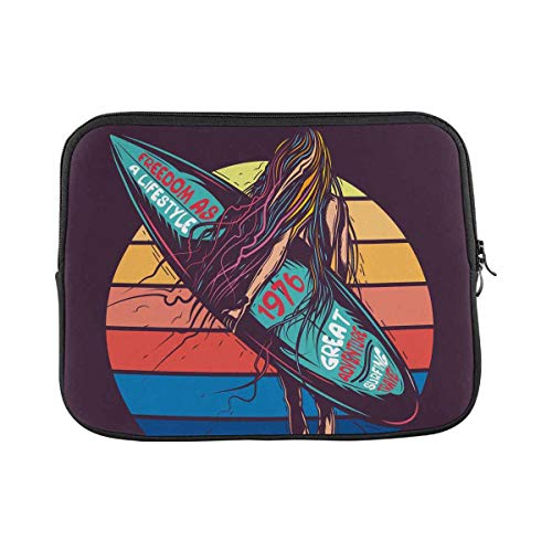 Laptop Hülle Tasche Im Retro Neon Stil Mit Surfen In Der Hand Ans Meer Gehen Laptop-Abdeckung Männer Multifunktion Schutzhülle Für Laptop, Für Notebook, Laptops, 15In von bozhoushisuhangbaihuoyouxiangongsi