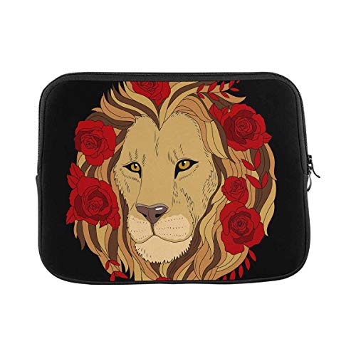Laptop Hülle Tasche Löwe Mit Rosen Und Blättern Laptop Aktentasche Frauen Mode Laptop-Schutzhülle, Für Notebook, Laptops, 15In von bozhoushisuhangbaihuoyouxiangongsi