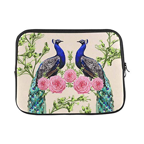 Laptop Hülle Tasche Wunderschönes Blumenmuster Mit Pfau Notebook Hülle Wasserdicht Stoßfeste Notebooktasche, Für Notebook, Laptops, 15In von bozhoushisuhangbaihuoyouxiangongsi