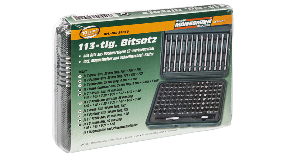 BRÜDER MANNESMANN Bit-Satz-Box, 113-teilig, in einer Box BRÜDER MANNESMANN Bit-Satz-Box, 113-teilig, in einer Box von brÜder mannesmann green line