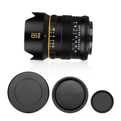 Brightin Star 9 mm F5.6 Full Frame Ultra Weitwinkel Manueller Fokus spiegellose Kameralinse, passend für Sony E-Mount ZV-E10, A6000, A6400, A6600, A7C, A7III, A7IV, A7RIII, A7RIV, A7SII, A7SIII, A9, von brightin star