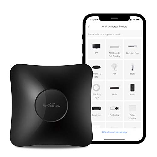 Broadlink Smart Home Hub RM4 Pro, IR und HF Universal-Fernbedienung, Code-Lernfunktion, WLAN, für Smart Home und Entertainmenteinrichtungen (TV, STB, Klimaanlage, Vorhangmotor) kompatibel mit Alexa von broadlink