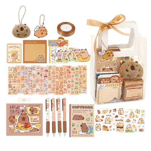 Capybara Schreibwaren-Set - Capybara Schulmaterial-Set, niedliche Capybara-Bleistift-Set | Capybara Journal & Pen Set, niedliche Schultasche von brooksnaji