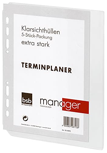 BSB Ersatzeinlage Klarsichthüllen, ca. A5, 6-Fach Lochung - für BSB Manager Terminplaner Organizer, 02-0092 BSB Ersatzeinlage Klarsichthüllen, ca. A5, 6-Fach Lochung - für BSB Manager Terminplaner Organizer, 02-0092 von bsb