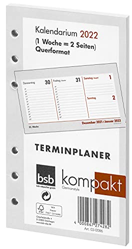 BSB Ersatzkalendarium Kompakt 2024, A6 quer, 1 Woche = 2 Seiten, 020086 von bsb