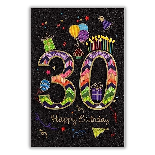 bsb 30. Geburtstagskarte Frau & Mann - Karte Geburtstag in 11,5 x 17,0 cm - Glückwunschkarte Geburtstag mit Party-Motiv - 30. Geburtstag-Karte mit Umschlag - Geburtstagskarten von bsb