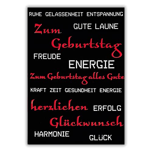 bsb A4 Geburtstagskarte Frau & Mann in 23,5 x 32,8 cm - Karte Geburtstag mit Wünsche-Motiv - liebevolle Karten zum Geburtstag Frau - kunstvolle Geburtstagskarte Mann - Geschenkkarte von bsb