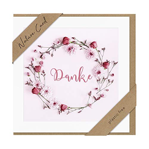 bsb - Dankeskarte mit Blumenkranz-Motiv - Nature Card - Nachhaltige Grußkarten - Karten mit Umschlag - Geschenk beste Freundin oder Freund - Karte Liebe & Freundschaft 15,5 x 15,5 cm bsb - Dankeskarte mit Blumenkranz-Motiv - Nature Card - Nachhaltige Grußkarten - Karten mit Umschlag - Geschenk beste Freundin oder Freund - Karte Liebe & Freundschaft 15,5 x 15,5 cm von bsb
