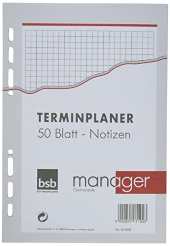 bsb Ersatzeinlage Notizen - 6-fach Lochung - Größe: circa A5 - für bsb Manager Terminplaner - 02-0051 bsb Ersatzeinlage Notizen - 6-fach Lochung - Größe: circa A5 - für bsb Manager Terminplaner - 02-0051 von bsb