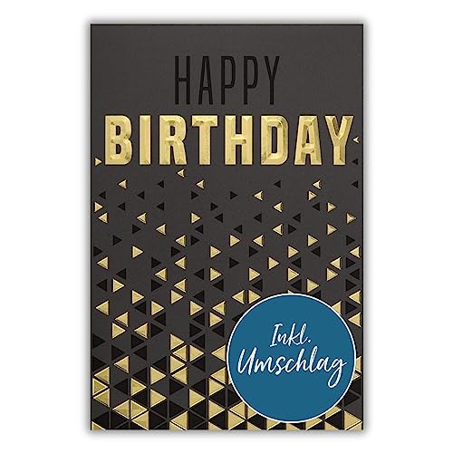 bsb - Glückwunsch Karte zum Geburtstag 11,5 x 17,0 cm - hochwertige Geburtstagskarte mit Umschlag - schöne Geburtstagskarten für Frauen & Männer - Glückwunschkarte mit Goldschrift von bsb