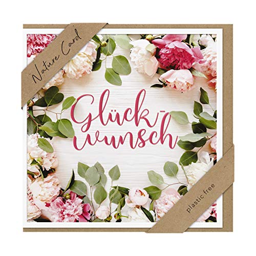 bsb - Glückwunschkarte Blumen - Nature Card - Nachhaltige Karten zum Geburtstag - Glückwunschkarten mit Umschlag - Geburtstagskarte Frauen & Männer - Glückwunschkarte 15,5 x 15,5 cm von bsb