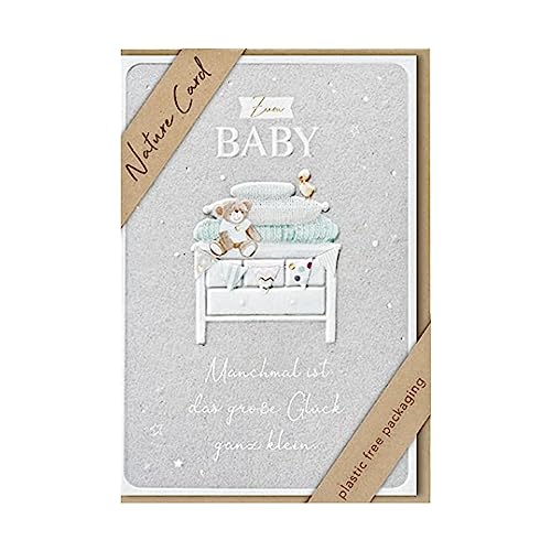 bsb - Glückwunschkarte zur Geburt Baby - Nature Card - Nachhaltige Karten - Glückwunschkarten mit Umschlag - Junge & Mädchen - 11,5 x 17 cm von bsb