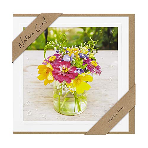 bsb - Grußkarte Blumenstrauß-Motiv - Nature Card - Nachhaltige Grußkarten - Glückwunschkarten mit Umschlag - Geburtstagskarte Frauen & Männer - Glückwunschkarte 15,5 x 15,5 cm von bsb
