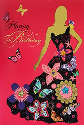 bsb Grußkarte Glückwunschkarte Geburtstagskarte "Happy Birthday" mit Blumenkleid von bsb