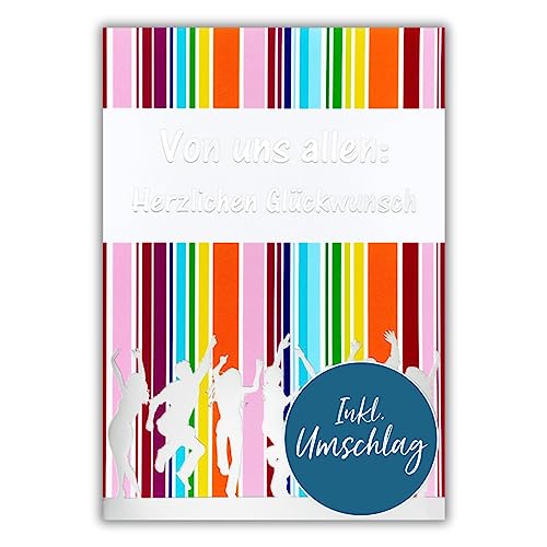bsb - Herzlichen Glückwunsch Karte zum Geburtstag im A4-Format - hochwertige Geburtstagskarte mit Umschlag - schöne Geburtstagskarten für Frauen & Männer - Glückwunschkarte mit Silhouetten von bsb
