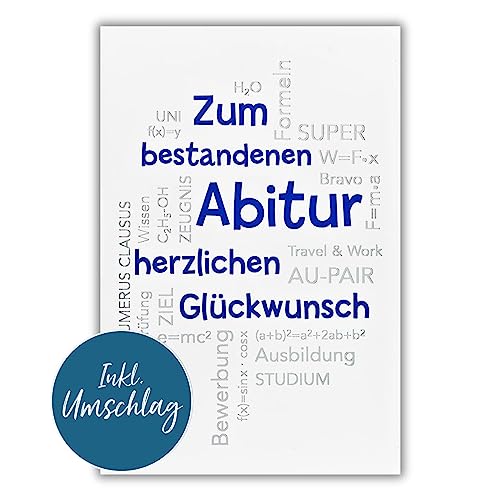 bsb Karte zum Abitur - Glückwunschkarte Abitur mit Text-Motiv - liebevolles Geschenk zum Abitur - Glückwunsch Abitur-Karte mit Umschlag - Schulabschluss-Karte in 11,5 x 17,0 cm von bsb