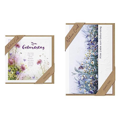 bsb - Karte zum Geburtstag - Nature Card - Glückwunschkarte 11,5 x 17 cm & Karte zum Geburtstag - Nachhaltige Karten zum Geburtstag - Geburtstagskarten mit Umschlag - Glückwunschkarte 11,5 x 17 cm von bsb