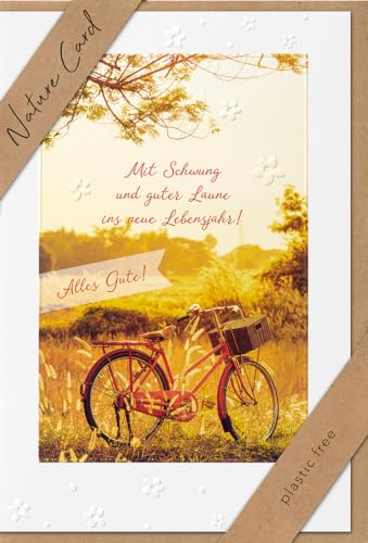 bsb - Karte zum Geburtstag - Nature Card - Nachhaltige Karten zum Geburtstag - Geburtstagskarten mit Umschlag - Geburtstagskarte Frauen & Männer - Glückwunschkarte 11,5 x 17 cm - Fahrrad Motiv von bsb