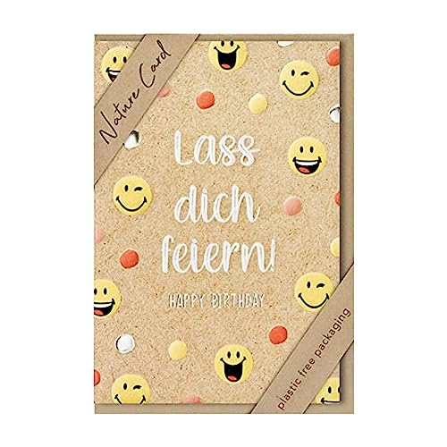 bsb - Karte zum Geburtstag - Nature Card - Nachhaltige Karten zum Geburtstag - Geburtstagskarten mit Umschlag - Geburtstagskarte Frauen & Männer - Glückwunschkarte 11,5 x 17 cm - Smiley Motiv bsb - Karte zum Geburtstag - Nature Card - Nachhaltige Karten zum Geburtstag - Geburtstagskarten mit Umschlag - Geburtstagskarte Frauen & Männer - Glückwunschkarte 11,5 x 17 cm - Smiley Motiv von bsb