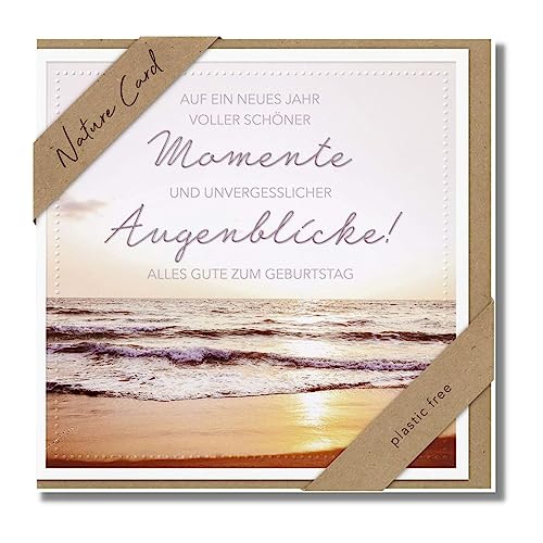 bsb - Karte zum Geburtstag - Nature Card - Nachhaltige Karten zum Geburtstag - Geburtstagskarten mit Umschlag - Geburtstagskarte Frauen & Männer - Glückwunschkarte 15,5 x 15,5 cm von bsb