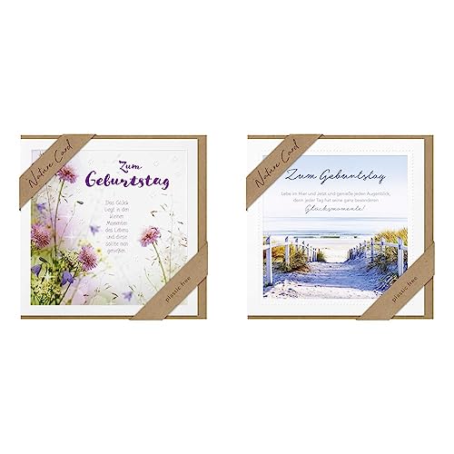 bsb - Karte zum Geburtstag - Nature Card - Nachhaltige Karten zum Geburtstag - Glückwunschkarte 11,5 x 17 cm & Karte zum Geburtstag - Nature Card - Glückwunschkarte 15,5 x 15,5 cm von bsb