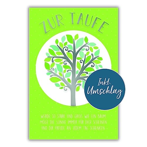 bsb Karte zur Taufe - Taufgeschenk Junge & Mädchen mit Baum-Motiv - Glückwunschkarte mit Umschlag - liebevolles Geldgeschenk - Geschenk Taufe in 11,5 x 17,0 cm von bsb