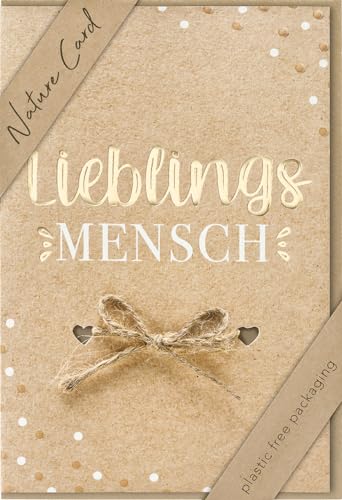 bsb - Lieblingsmensch Karte - Kraftpapier - Karte mit tollem Motiv - Nachhaltige Karte mit Umschlag - Geschenk beste Freundin oder Freund - Karte Liebe & Freundschaft 11,5 x 17 cm von bsb