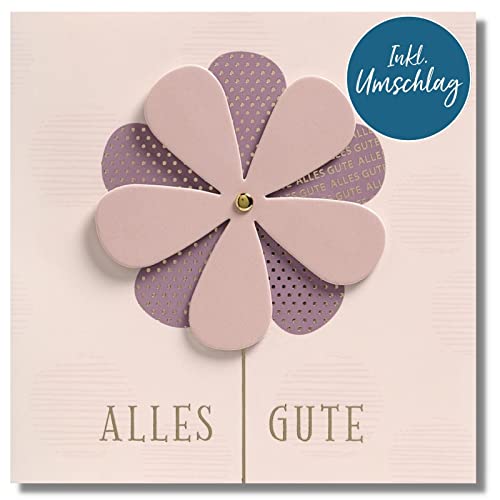 bsb - Lustige Geburtstagskarte Blume 15 x 15 cm - Karte zum Geburtstag mit Drehscheibe - Glückwunschkarten mit Umschlag - Geburtstagskarte Frauen/Männer & Kinder - Moving Cards von bsb