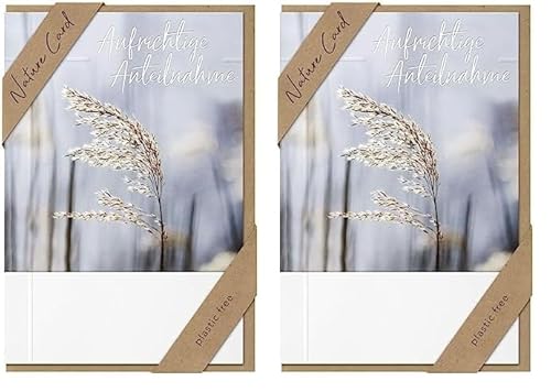 bsb - Trauerkarte mit liebevollem Motiv - Nature Card - Nachhaltige Trauerkarten - Beileidskarten mit Umschlag - Danksagungskarten Trauer - Karten zur Trauer 11,5 x 17 cm (Packung mit 2) von bsb