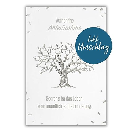 bsb Trauerkarte zur Beerdigung - liebevolle Beileidskarten mit Umschlag - Trauerkarte hochwertig mit Baum-Motiv - Herzliches Beileid Karte Trauer - Kondolenzkarte in 11,5 x 17,0 cm bsb Trauerkarte zur Beerdigung - liebevolle Beileidskarten mit Umschlag - Trauerkarte hochwertig mit Baum-Motiv - Herzliches Beileid Karte Trauer - Kondolenzkarte in 11,5 x 17,0 cm von bsb