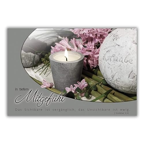 bsb Trauerkarte zur Beerdigung - liebevolle Beileidskarten mit Umschlag - Trauerkarte hochwertig mit Kerzen-Motiv - Herzliches Beileid Karte Trauer - Kondolenzkarte in 11,5 x 17,0 cm von bsb