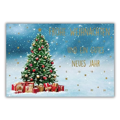 bsb Weihnachtskarte mit Umschlag - Adventskarten mit Türchen - Adventskalender Postkarte mit Christbaum-Motiv - Karte Adventskalender - Weihnachten-Karte in 11,5 x 17,0 cm von bsb