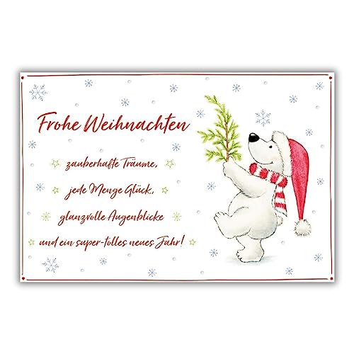 bsb Weihnachtskarte mit Umschlag - Liebevolle Weihnachtspostkarte mit Eisbär-Motiv - Grußkarte für Weihnachten - Merry Christmas Card - Weihnachten-Karte in 11,5 x 17,0 cm von bsb