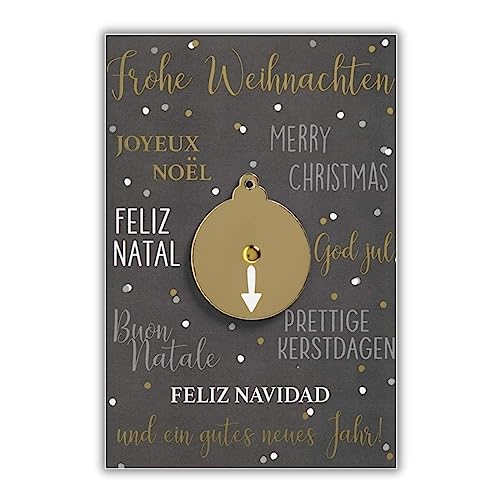 bsb Weihnachtskarte mit Umschlag - Liebevolle Weihnachtspostkarte mit Sprachen-Motiv - Grußkarte für Weihnachten - Merry Christmas Card - Weihnachten-Karte in 11,5 x 17,0 cm von bsb