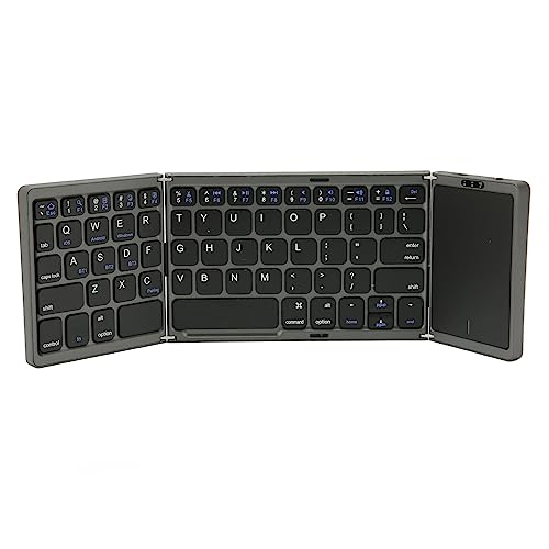 buhb Faltbare Tastatur, Wiederaufladbare Typ-C-Touchpad-Funktion 64 Tasten 3 Faltbare Tastaturen für das Heimbüro (Grau) von buhb