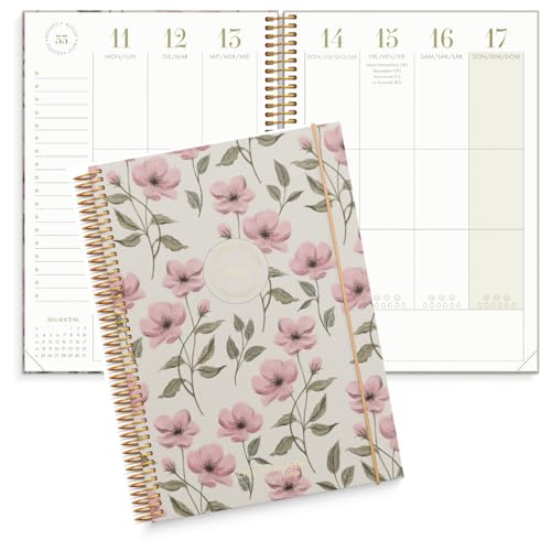 Burde Kalender rosa 2025 | A5 I Organizer rosa Büro I Terminplaner 2025 A5 mit strukturierter Wochenübersicht | Life Planner Essentials von burde