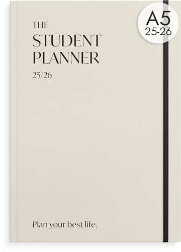 Studentenplaner 2025 2026 I Planer für Studenten A5 I Inkl. elastisches Gummiband und Merkband I fünfsprachig (EN, DE, FR, ES, IT) I FSC®-Papier von burde