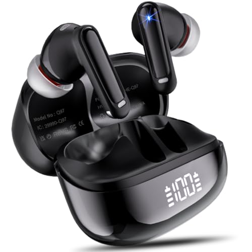 Bluetooth Kopfhörer, In Ear Kopfhörer Kabellos Bluetooth 5.4 mit 4 ENC Noise Cancelling Mic, Bass 48 Std Tiefer HiFi Spielzeit Kabellose Ohrhörer, IP7 Wasserdicht Earbuds LED Anzeige für Arbeit Spiel von buwy