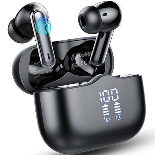buwy Bluetooth 5.3 Kopfhörer, Neue Kopfhörer Kabellos In Ear Kopfhörer mit ENC Noise Cancelling Mic, 40H Kabellose Kopfhörer Deep Bass IPX7 Wasserdicht Wireless Earbuds von buwy