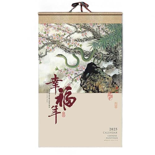 2025-2026 Chinesischer Wandkalender, Reispapier-Kalender im Rollbild-Stil, Malerei, Mondjahr der Schlange, Landschaft, großer Kalender, Neujahrsgeschenk(G) von buyzg
