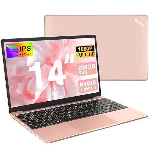 bvate Notebook 256 GB 14“ Win 11 N4020 Support Expansion 1 to SSD 1080P 2.4G+5G WiFi Mini HDMI & Wireless Mouse Keyboard Film for Keyboard - Rose Gold von bvate