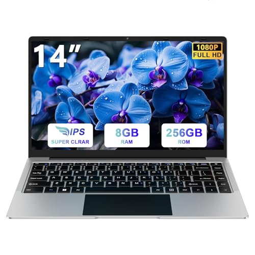 bvate Laptop 14 Zoll Win11 8+256GB SSD Unterstützung 1TB Notebook Celeron N4020 (bis2.8GHz) 1920x1080p WiFi BT4.2 Deutscher Tastaturschutz und kabellose Maus-Silver von bvate
