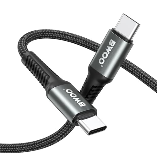 bwoo - USB-Kabel C auf USB C Schnellladung, USB-Kabel Typ C, geflochten, Aluminium, kompatibel mit iPhone 16 Plus Pro Max 15 Galaxy S24 Plus Ultra S23 A55 A35 iPad Pro Air MacBook Pro Steam Deck (1 m) von bwoo